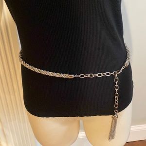 Silver tone chain belt